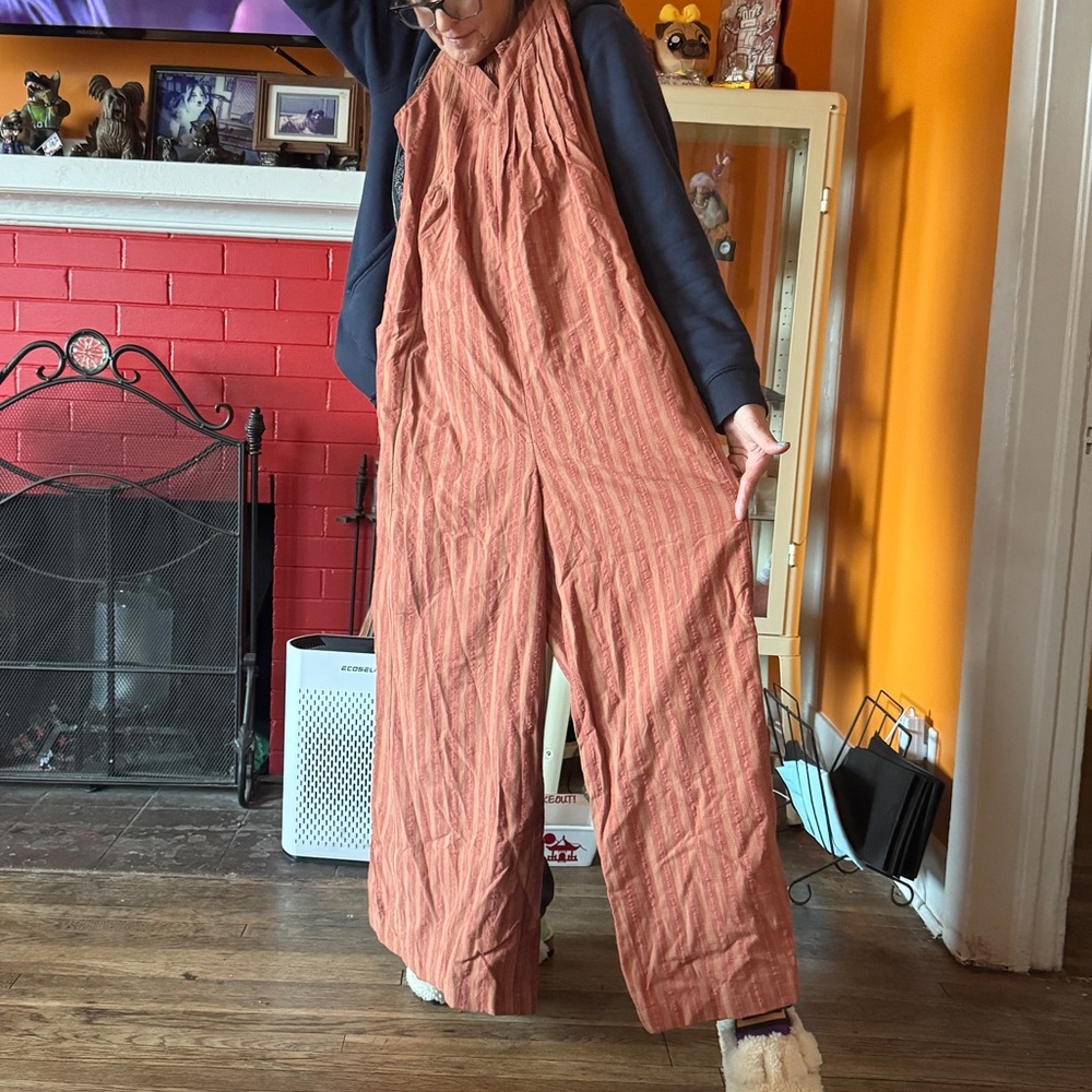 Free People Rust Wide Leg Jumpsuit